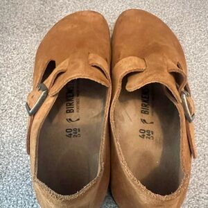 Birkenstock London Suede cognac Brown Clogs